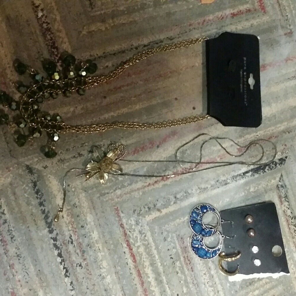 Earrings and necklaces